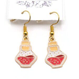 Handmade Enamel Halloween Witchy Magical Red Potion Elixir Bottle Earrings, New